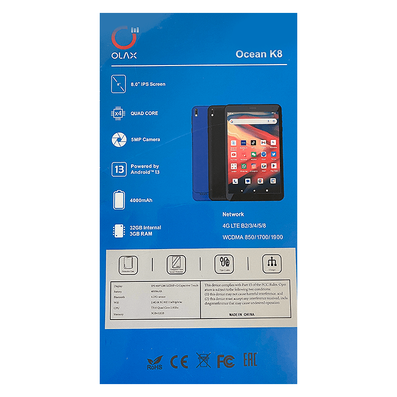 TABLA OLAX OCEAN K8 8" 4G LTE 3+32GB 2 TABLA OLAX OCEAN K8 4G LTE 3+32GB BACK