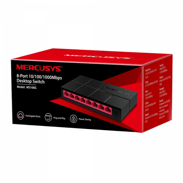 SWITCH MERCUSYS 8 PUERTOS 101001000MBPS GIGABIT MS108G